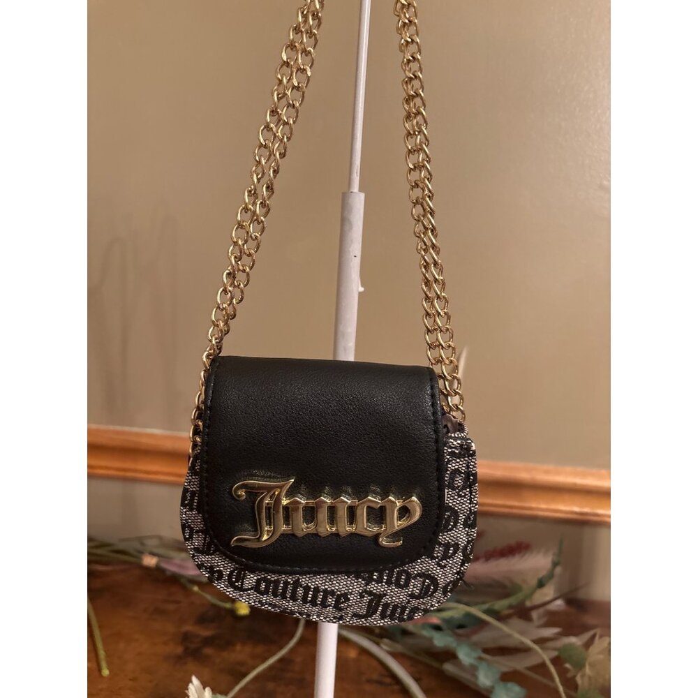 Juicy Couture Mini Chain Crossbody Bag With Logo Print & Gold Details